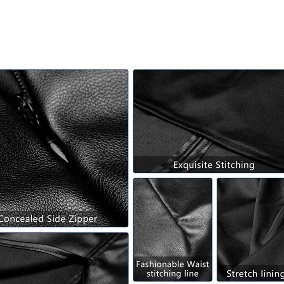 Faux Leather Pencil Skirt High Waist Split  Midi Hip Skirt - Picture 6 of 7